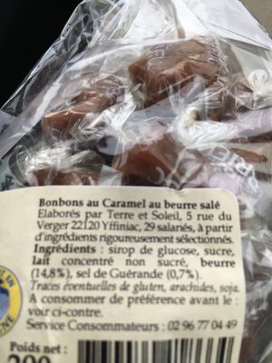 Bonbons au caramel - Ainesosat - fr