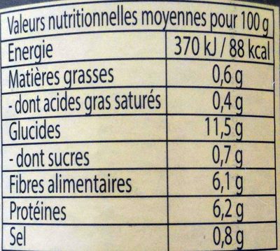 Haricots Blancs - Informació nutricional - fr