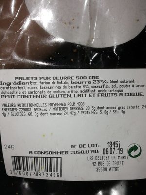 Palets pur beurre - Ingredients - fr