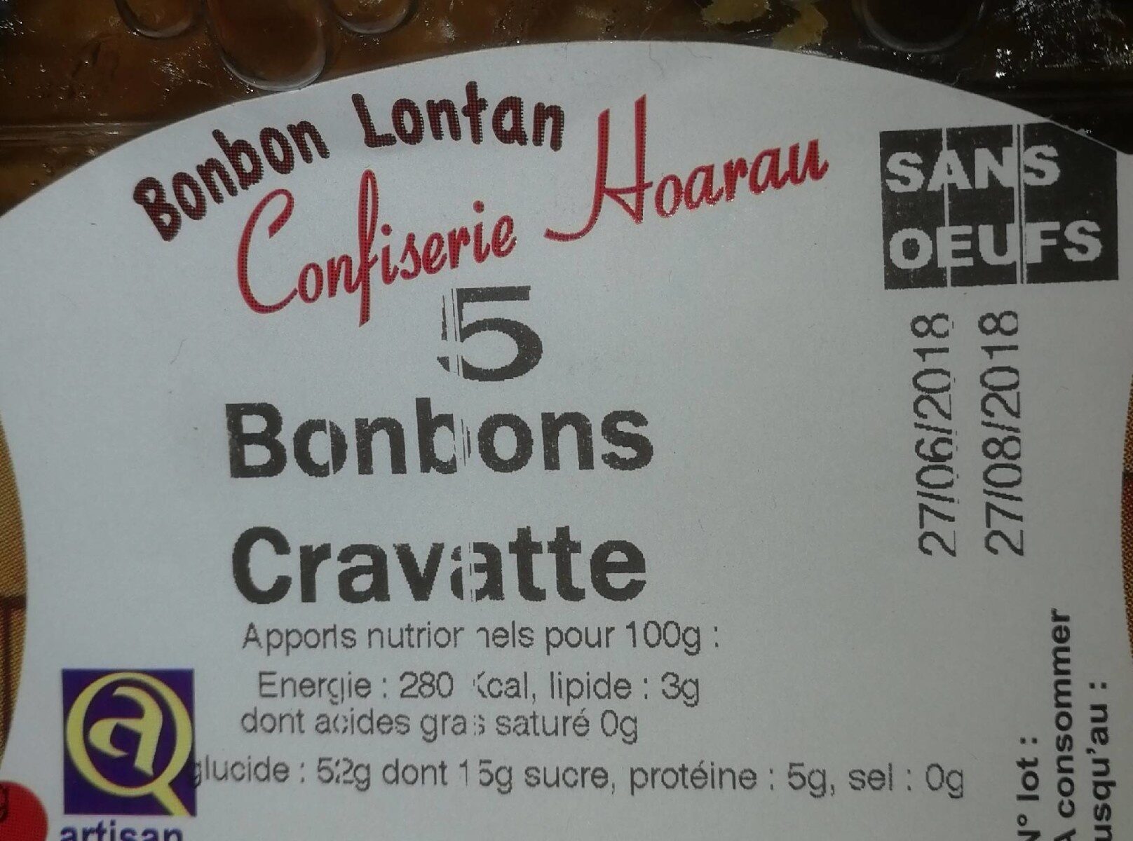 Bonbons cravatte - Nutrition facts - fr
