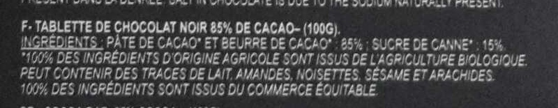 Chocolat noir, Madagascar, 85% - Ingrédients