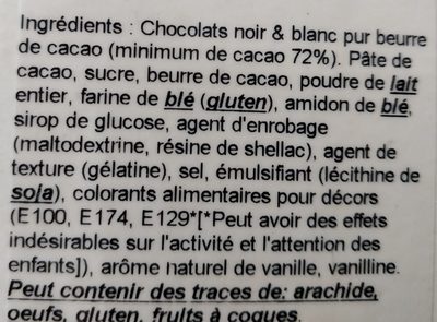 Tablette de chocolat Noir coeurs - Ingredients - fr