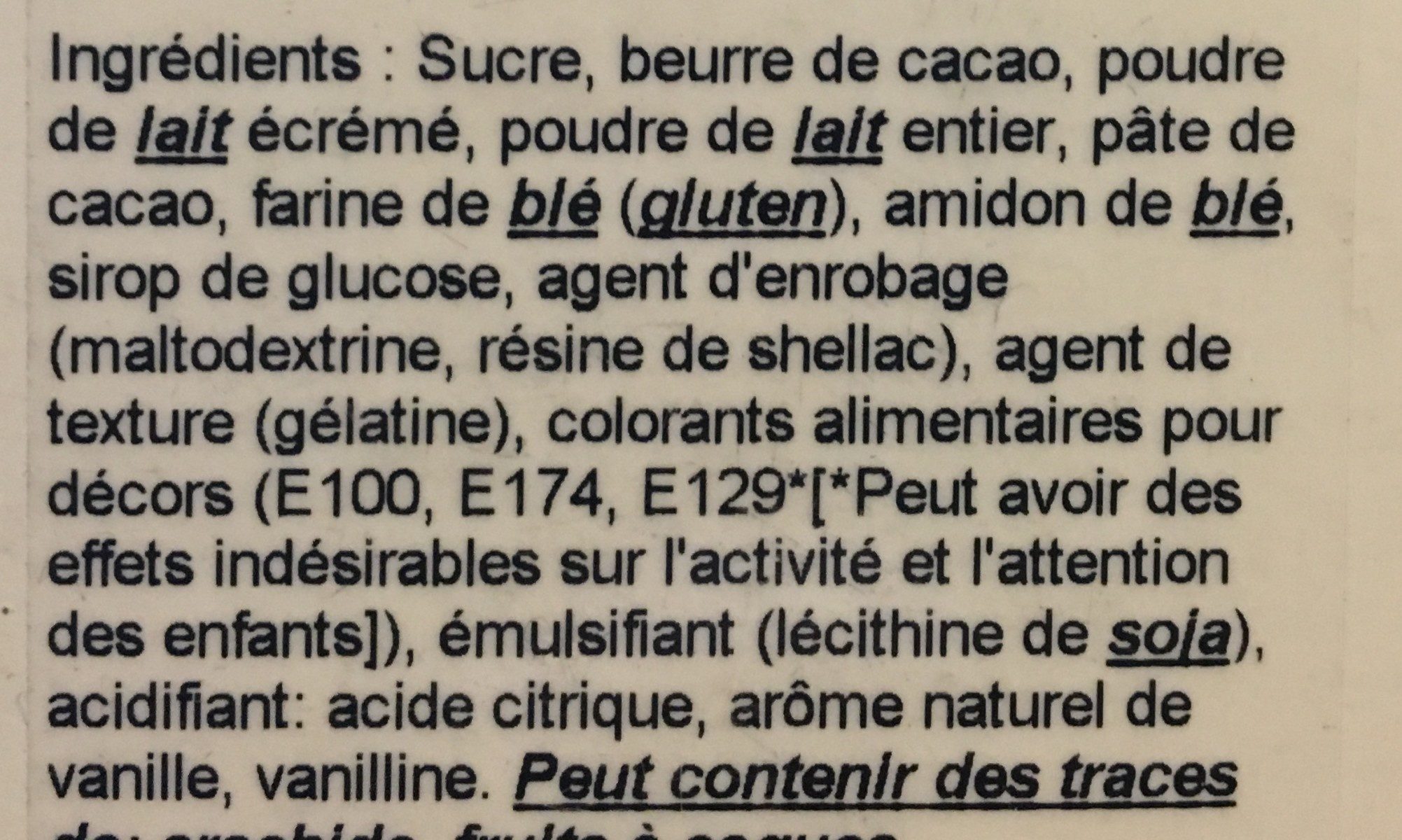 Tablette Ruby Coeur - Ingredients - fr