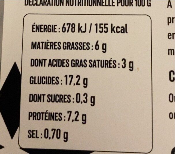 La galette savoyarde - Nutrition facts - fr
