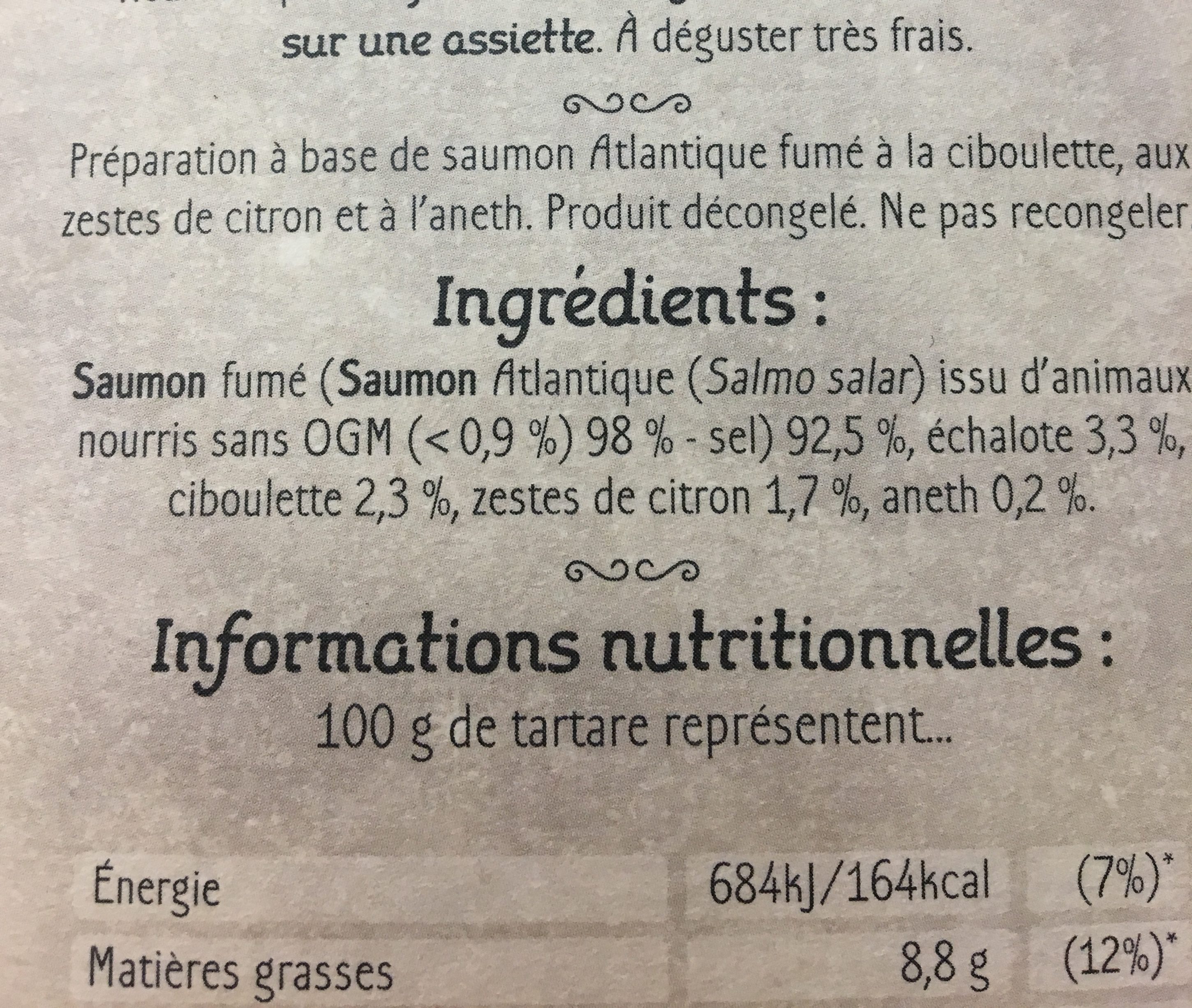 Tartare de saumon - Ingrediënten - fr