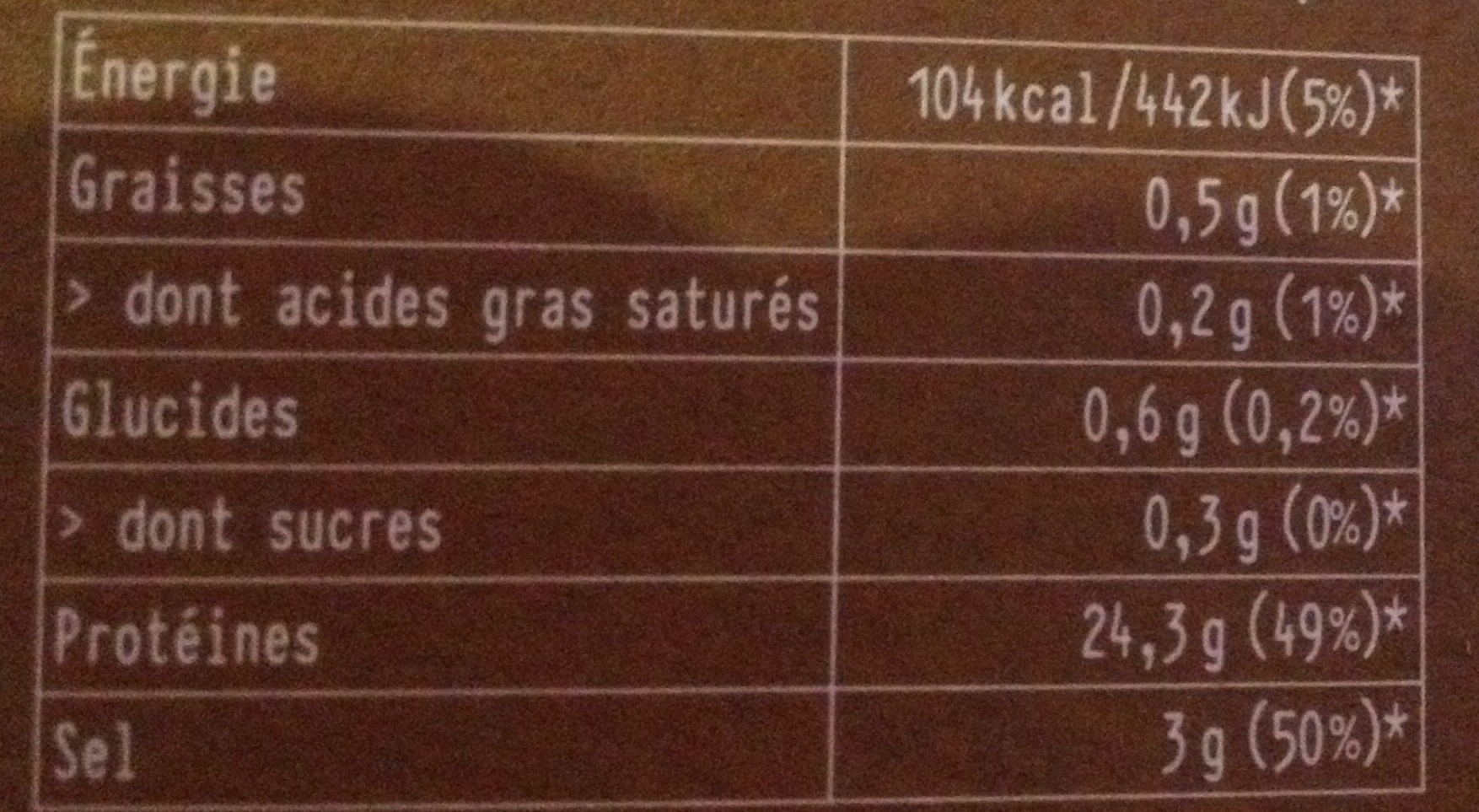 Les poissons sauvages - Marlin fumé - Nutrition facts - fr