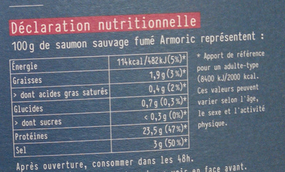 Armoric Saumon Sauvage Fumé - Voedingswaarden - fr