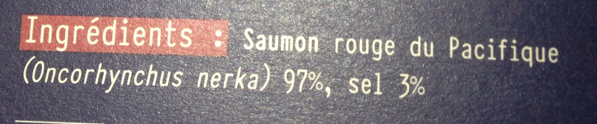 Saumon rouge du pacifique fumé ARMORIC, 5 petites tranches - Ingredients - fr