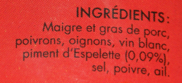 Axoa de porc au piment d'espelette - Ingredientes - fr