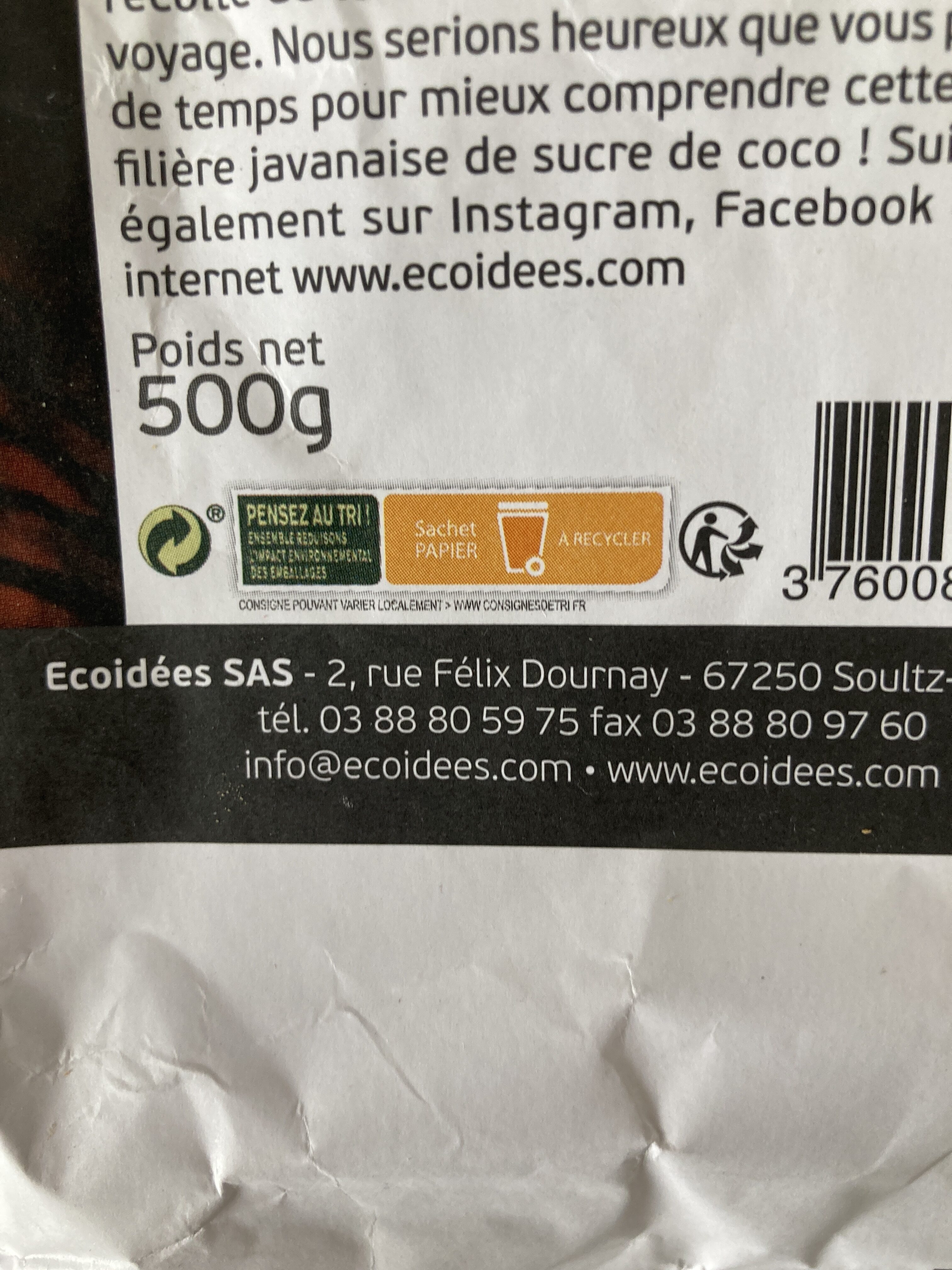 Sucre de coco - Recycling instructions and/or packaging information - fr