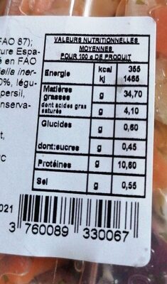 Salade de fruit de mer sans surimi - Nutrition facts - fr