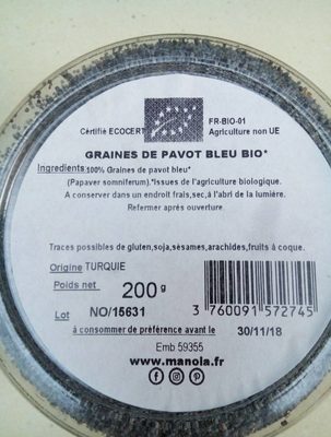 Graines de pavot bleu - Ingrediënten - fr