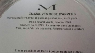 Guimauves rose d'Anvers - Ingrediënten - fr