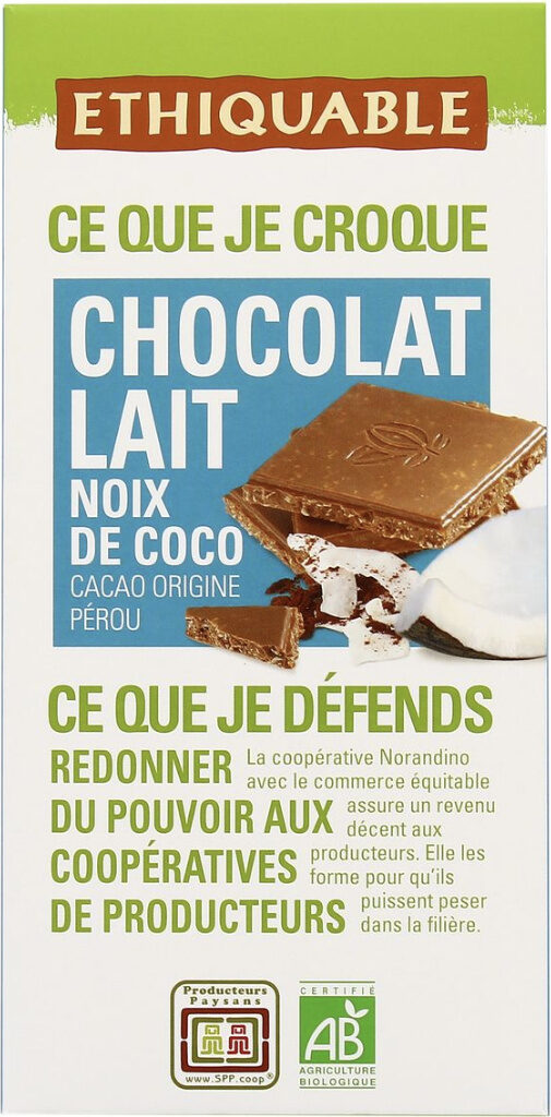 Chocolat lait noix de coco - Product - fr