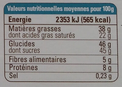 Chocolat lait noix de coco - Nutrition facts - fr