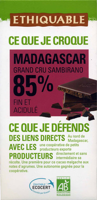 Chocolate negro Madagascar 85% cacao – Ethiquable