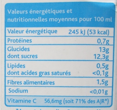 Goyave Banane 100% pur jus - Nutrition facts - fr