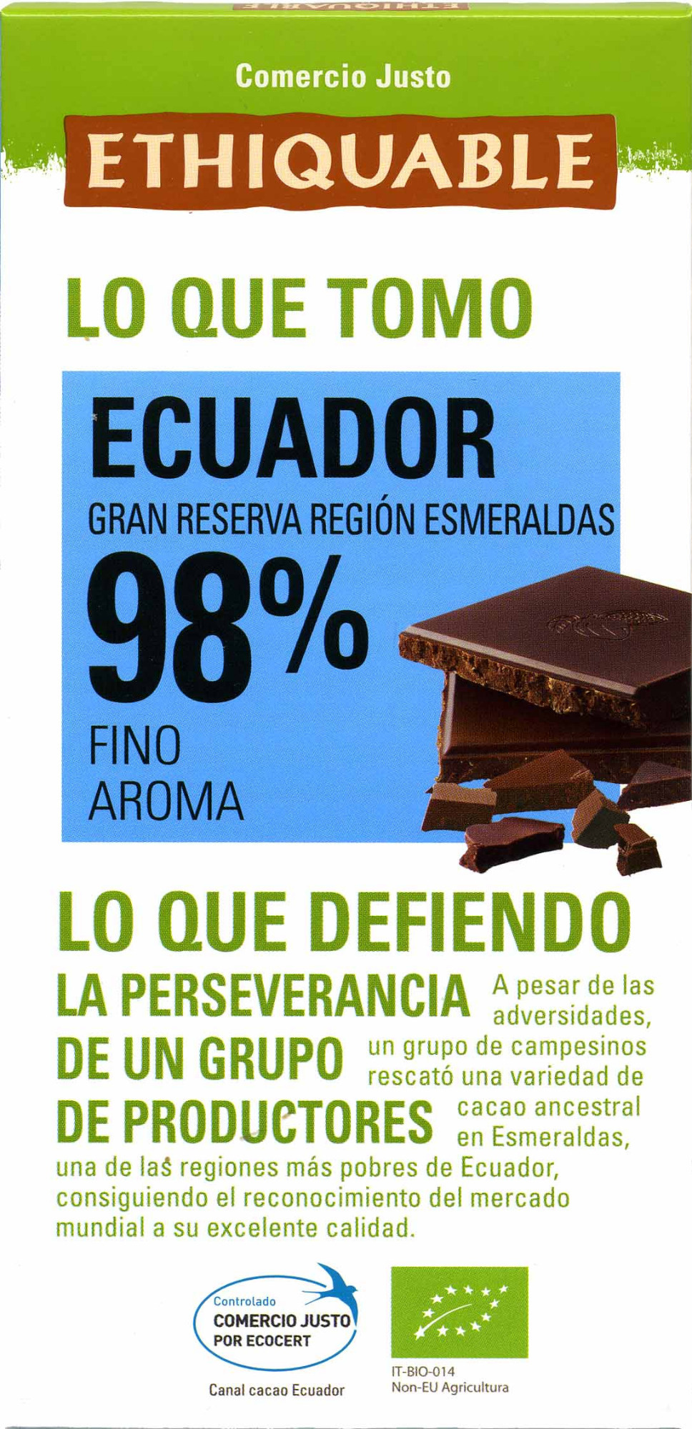 Chocolate negro cacao de ecuador ecológico - Producte - es