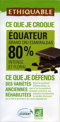 Chocolat noir 80% Équateur intense et floral - Producto