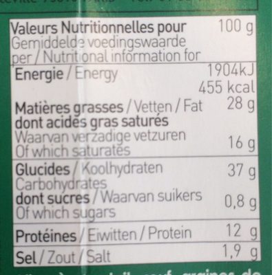 Sablés apéritif - Nutrition facts - fr