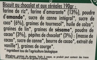 mon petit dej nutrition bio chocolat - Ingredients - fr