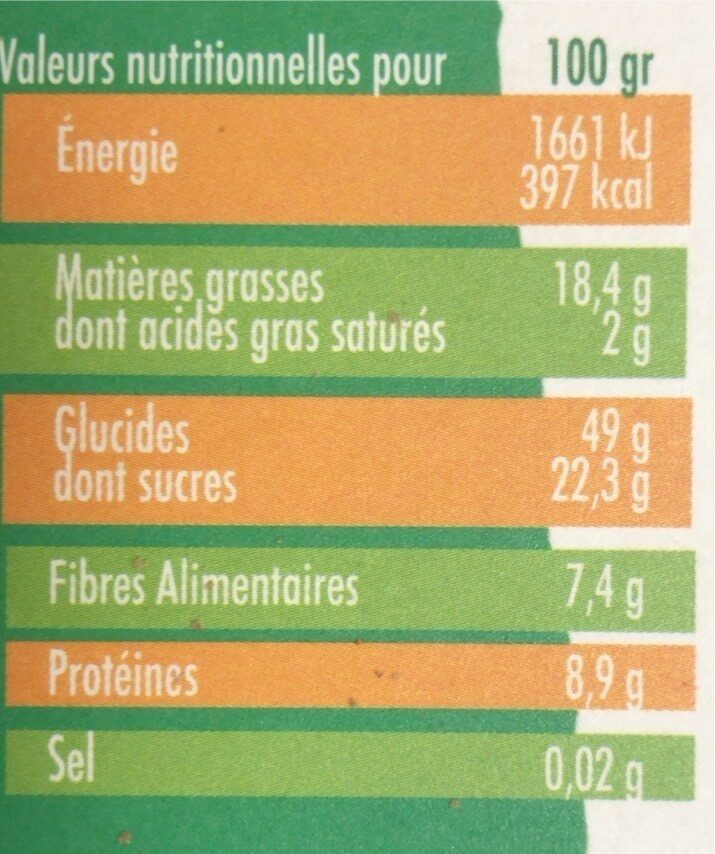 ma barre de céréales bio cranberry - Nutrition facts - fr