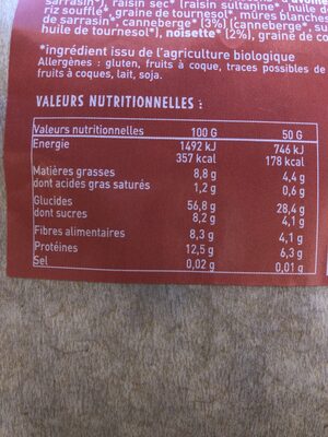 Céréales muesli superfruits noisettes - Nutrition facts
