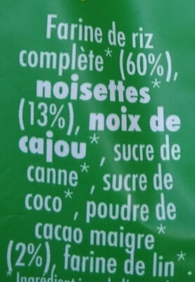 Mes céréales bio fondantes cacao noisette - Ingredients - fr