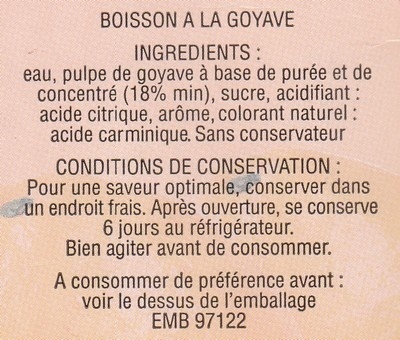 Fraicheur Créole Goyave - Ingredients - fr