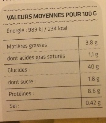 250G Ravioli Frais Boeuf Et Petits Legumes - Voedingswaarden - fr