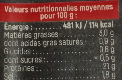 Jambon Cuit Supérieur, Bio Sans Couenne - Nutrition facts - fr