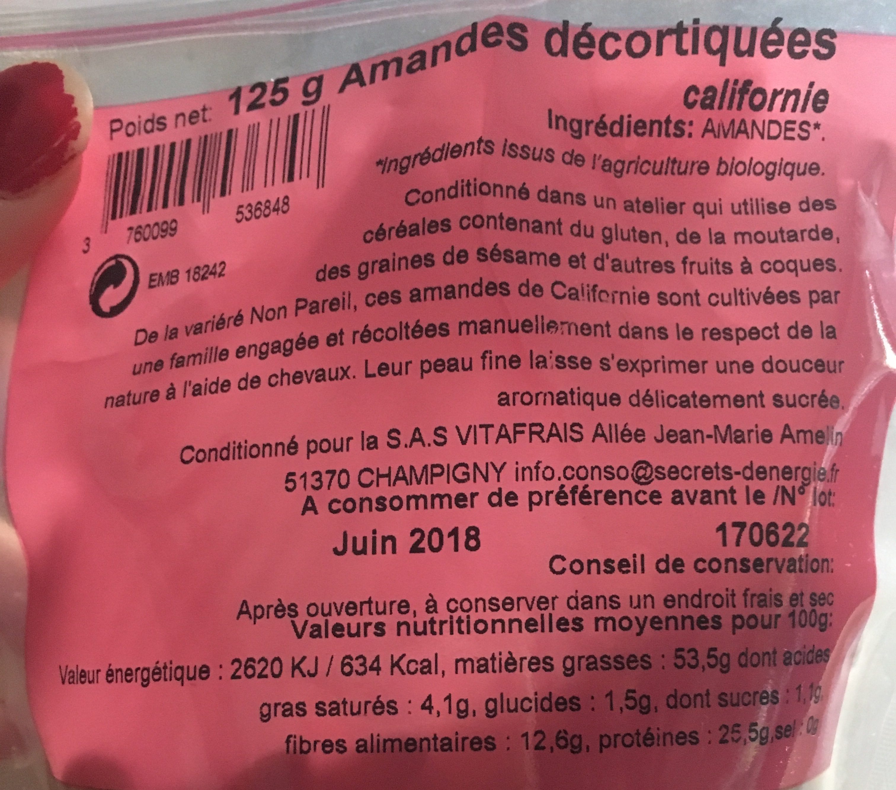 Amandes décortiquées - Ingredienser - fr