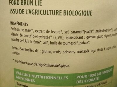 Fond brun lié bio - Ingredients
