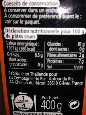 Tagliatelles Thaïs de riz - Nutrition facts - fr