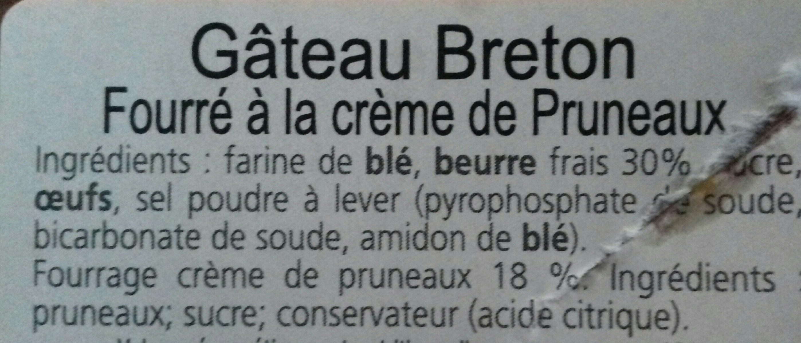 Gateau breton fourré à la crème de pruneaux - Ingrédients