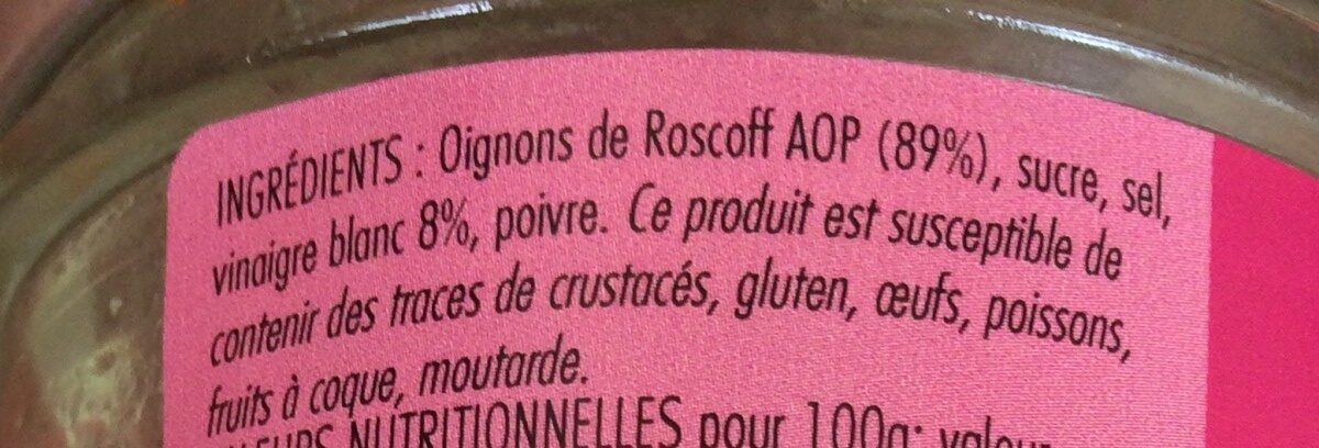 Confit d'oignons de Roscoff AOC - Ingredientes - fr