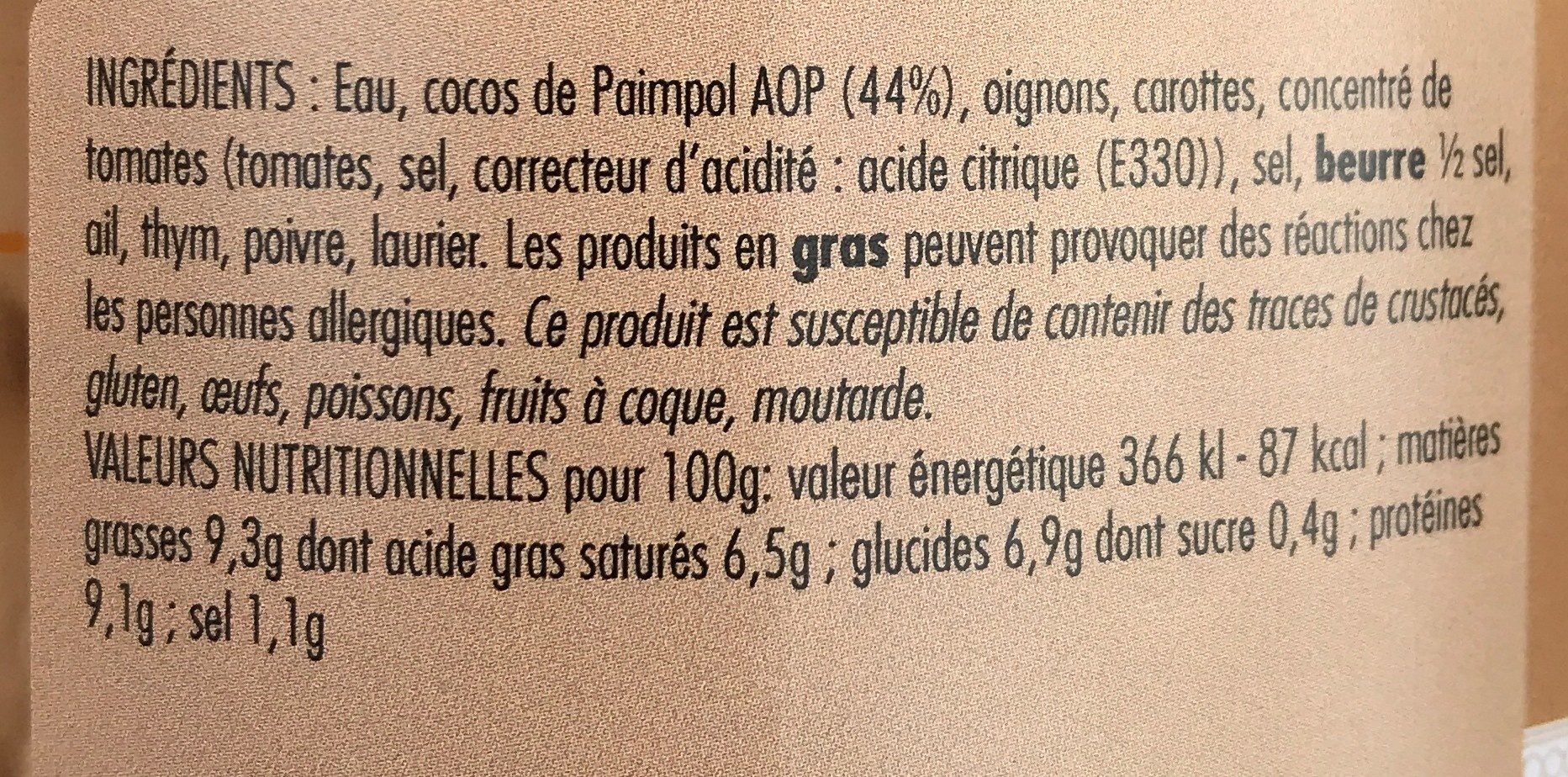 Cocos de paimpol - Ingredientes - fr
