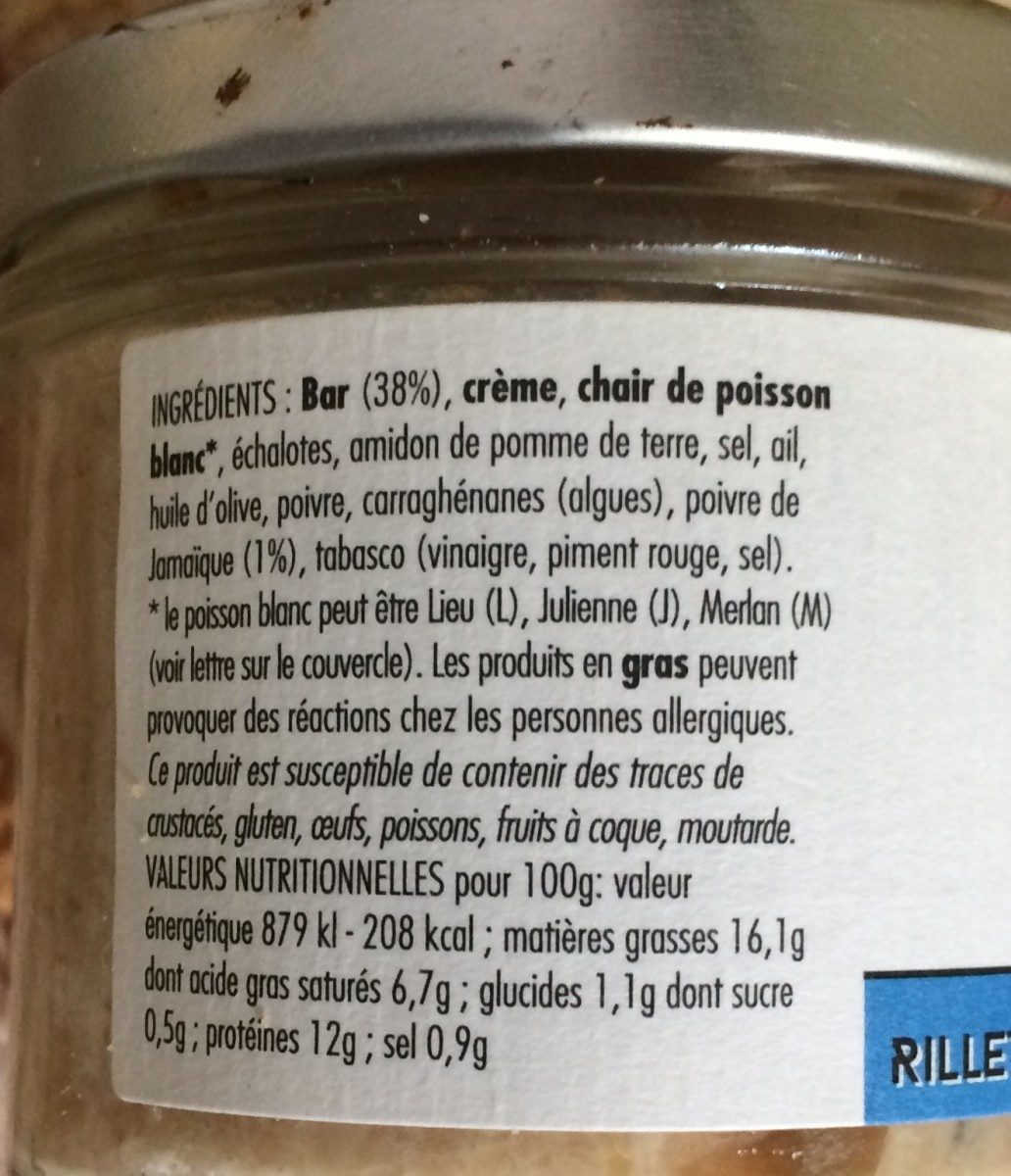 rillette de bar breton au poivre noir - Ingredientes - fr