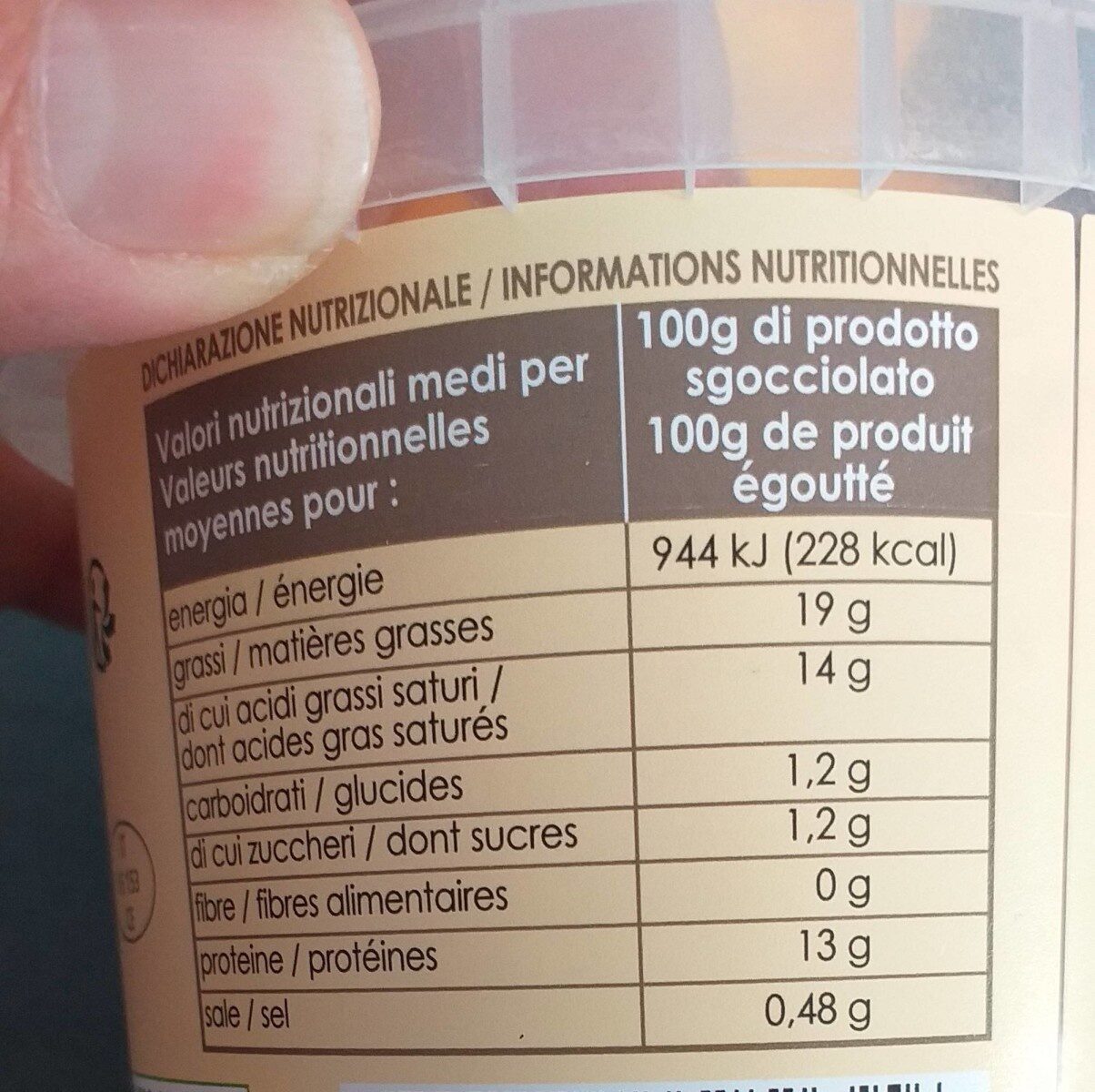 Burrata di puglia di latte vaccino - Voedingswaarden - fr