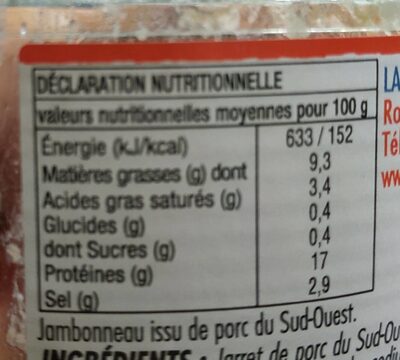 Jambonneau - Nutrition facts