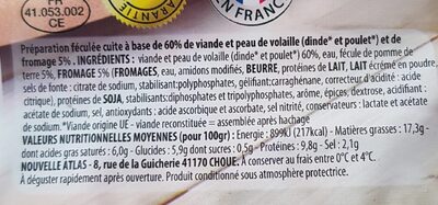 Mortadelle au fromage - Nutrition facts - fr