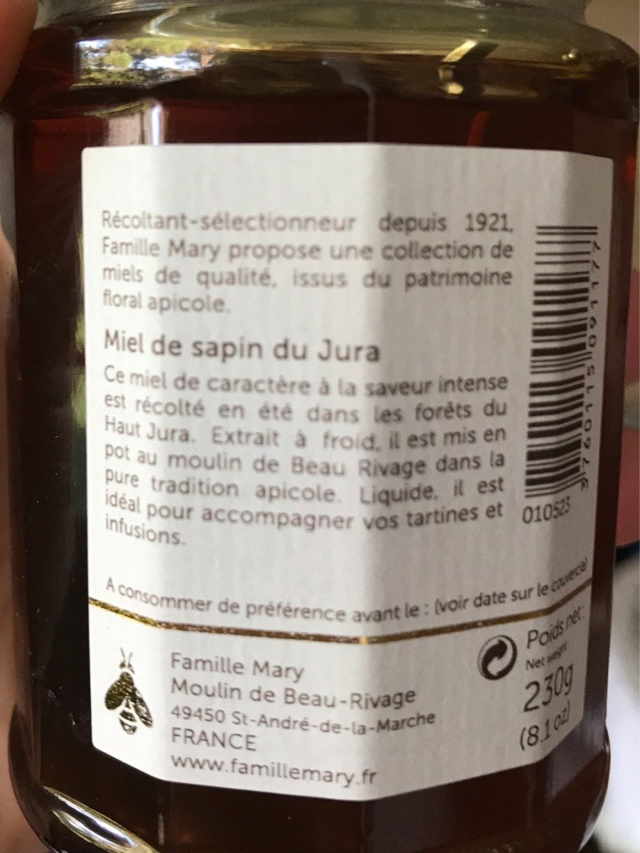 Miel de sapin du Jura - Ingredients - fr