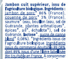Jambon blanc supérieur - Ingredientes - fr