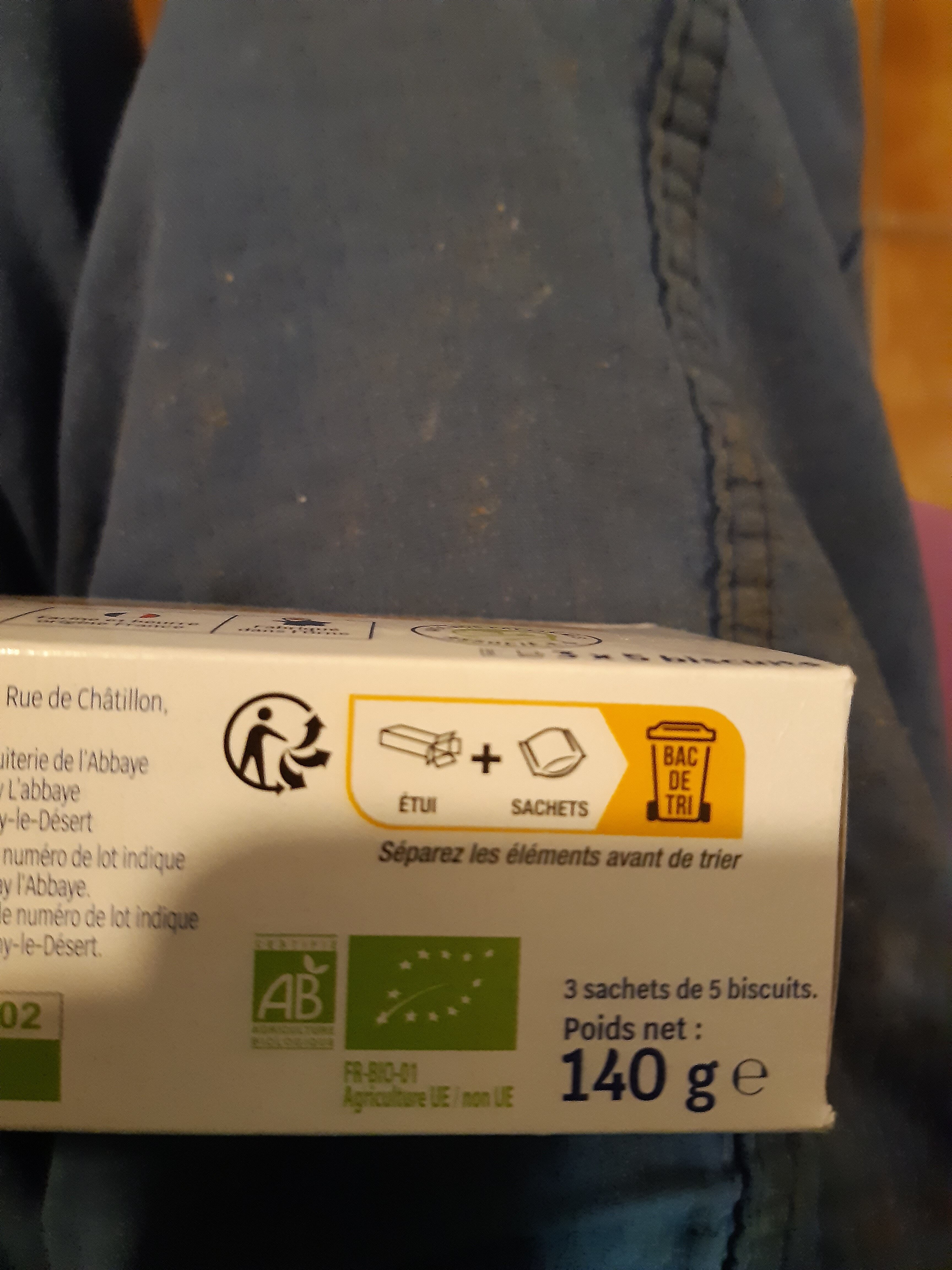 Biscuit petit beurre blé cplt (15) 140g - Instruction de recyclage et/ou informations d'emballage
