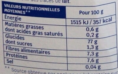 Purée de pommes de terre en flocons nature - Voedingswaarden - fr