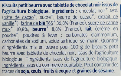 Biscuit petit beurre tab choco noir - المكونات - fr