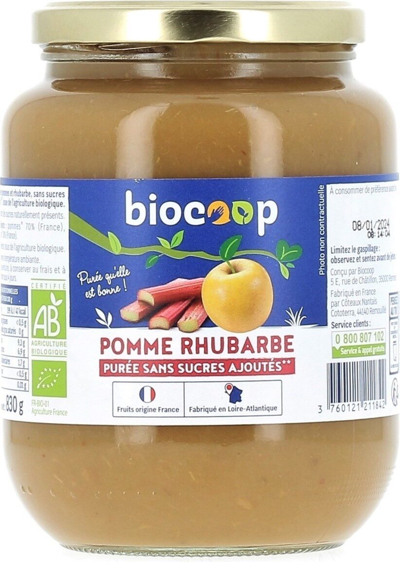 Purée pomme rhubarbe 830g - Product - fr