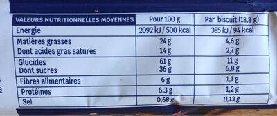 Galettes aux flocons d'avoine - حقائق غذائية - fr