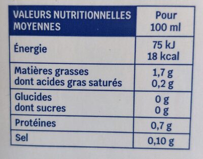 Boisson végétale - Amande sans sucre - Nutrition facts - fr