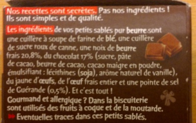 Sablés ronds et bons aux gouttes de chocolat 40g - Zutaten - fr